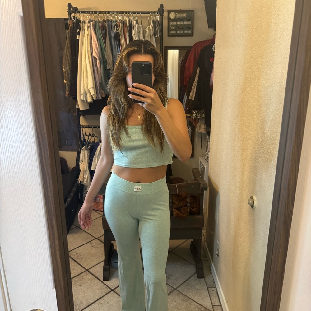 Jockey Light Green Flare Pants & Crop Top Set